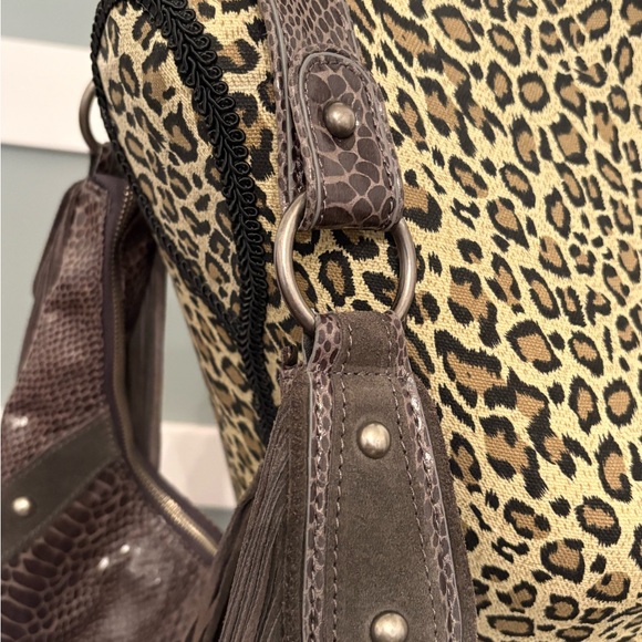 Express Gray Snakeskin Hobo Bag with Fringe - Picture 9 of 12